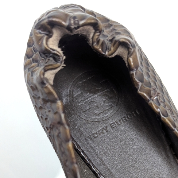 Tory Burch Ballet Flats in Brown Snakeskin-Embossed Genuine Leather - Picture 9 of 12